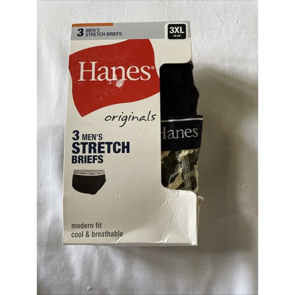Hanes Mens 3-Pack Stretch Briefs 3XL 48-50" Modern Fit Cool & Breathable Black C - Picture 1 of 12